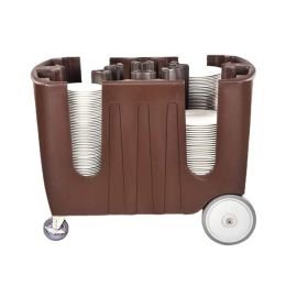 Xe đẩy bát đĩa nhà hàng màu nâu