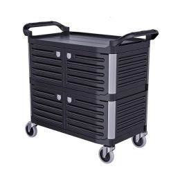 Xe đẩy đồ ăn dọn bàn bằng nhựa có cửa