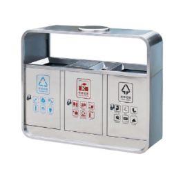 Thùng rác 3 ngăn inox có gạt tàn