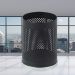Sọt rác văn phòng thép sơn đen viền inox trắng