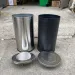 Thanh lý thùng rác inox nắp lật màu đen, trắng
