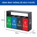 Thùng rác 4 ngăn ngoài trời có gạt tàn bằng thép