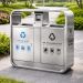 Thùng rác đường phố 2 ngăn inox