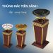 Thùng rác gỗ khay thủy tinh trang trí