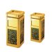 Thùng rác khung inox vàng ốp đá đen có gạt tàn