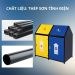 Thùng rác ngoài trời nắp lật 2 ngăn bằng thép
