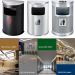 Thùng rác inox bán nguyệt có gạt tàn