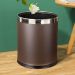 Thùng rác thép sơn tĩnh điện nâu viền inox trắng