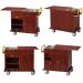 Xe đẩy bàn bếp gỗ viền inox vàng