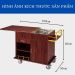Xe đẩy bàn bếp gỗ viền inox vàng