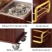 Xe đẩy bàn bếp gỗ viền inox vàng