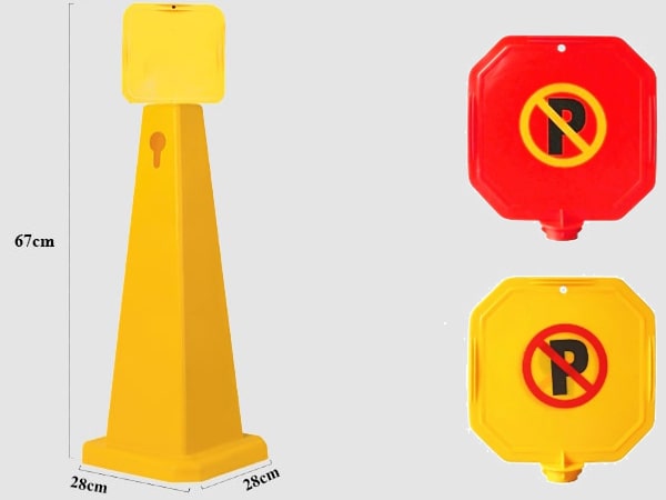 Đỉnh cọc tiêu biển báo cấm đỗ xe hình trụ kí hiệu chữ P lớn gạch chéo