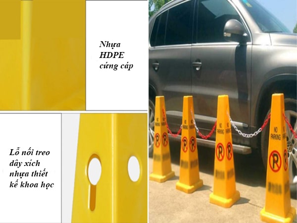 Phần đáy cọc tiêu biển báo cấm đỗ xe hình trụ vững chãi