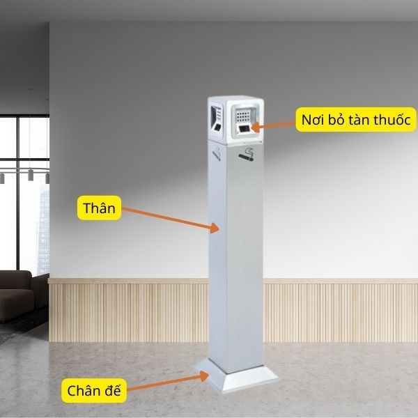 Cấu tạo của trụ đựng gạt tàn thuốc lá công cộng