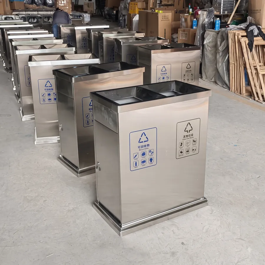 Mẫu thùng rác inox nắp lật 2 ngăn được bán thanh lý