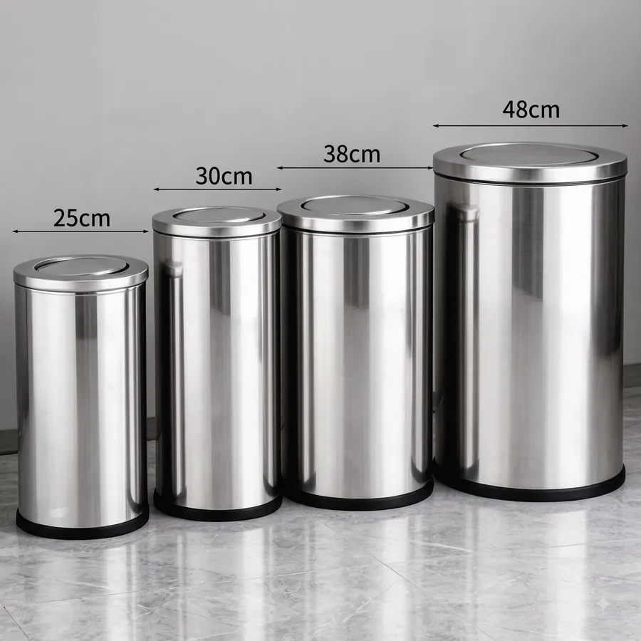 Kích thước thùng rác inox nắp bập bênh thanh lý phong phú