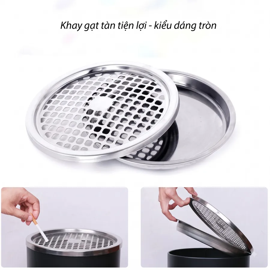 Nắp gạt tàn trên thùng rác