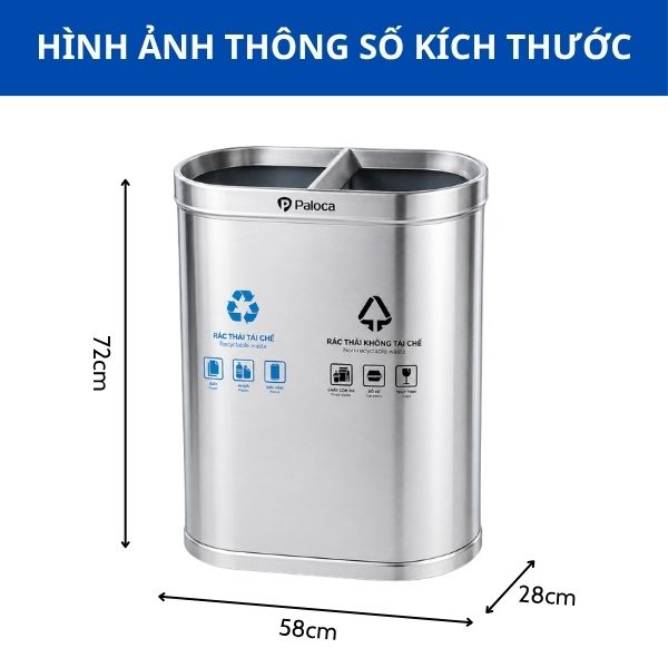 Thùng đựng rác inox 2 ngăn không nắp