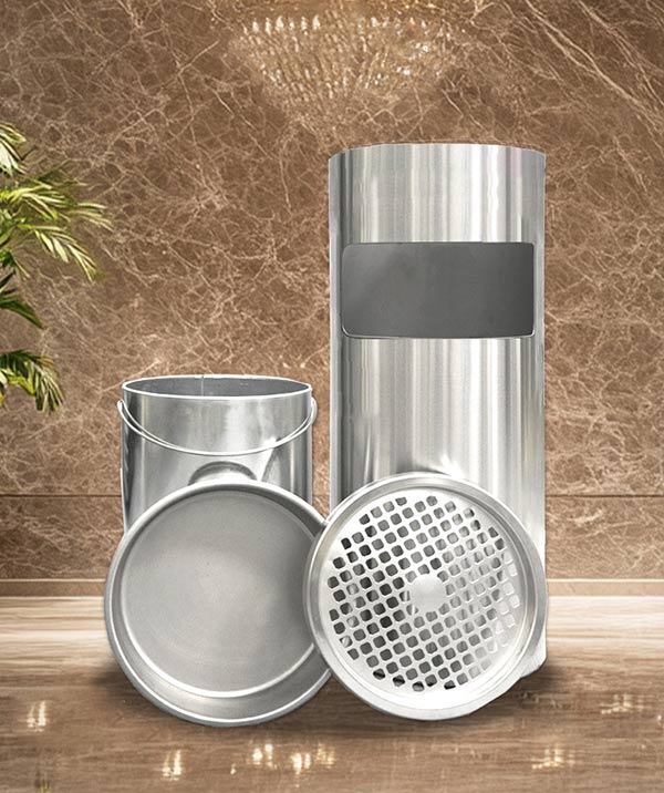 Thùng đựng rác inox có gạt tàn tròn