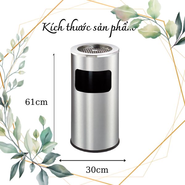 Thùng đựng rác inox có gạt tàn tròn