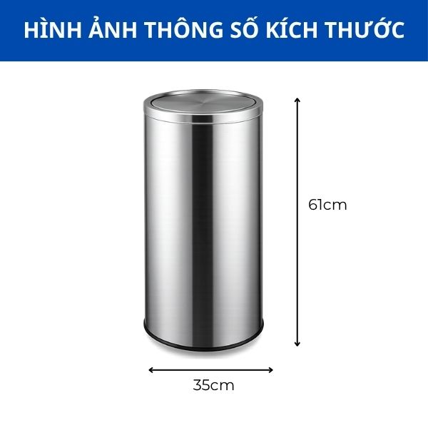 Kích thước thùng rác inox nắp lật
