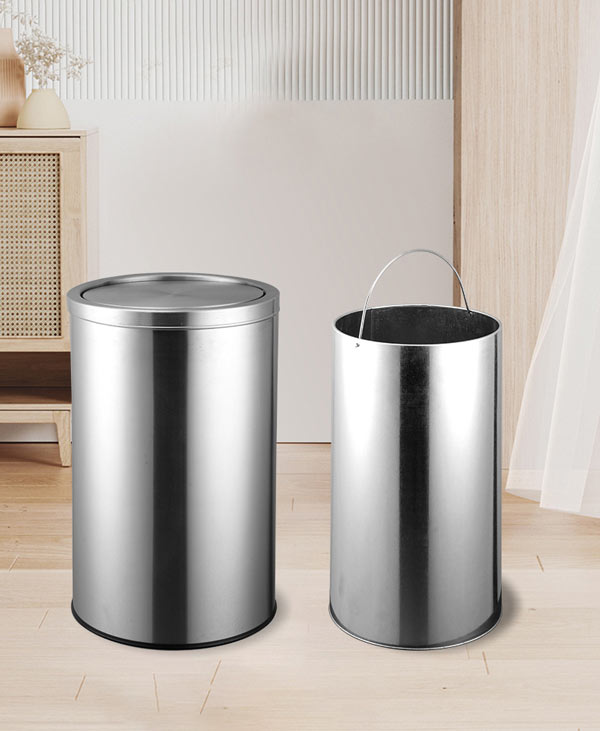 Thùng đựng rác inox tròn nắp lật Ø35cm