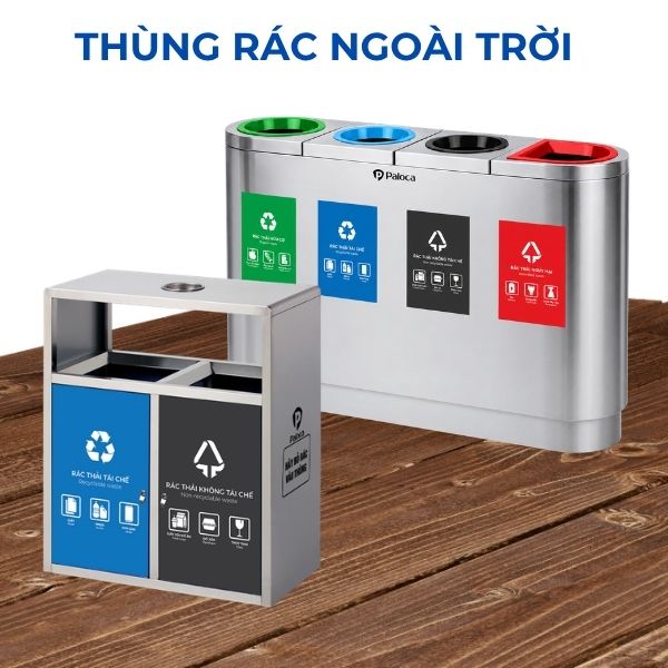 Thùng rác phân loại rác thải inox nắp lật