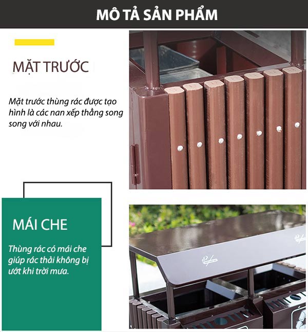 Đặc điểm thiết kế thùng rác có mái che