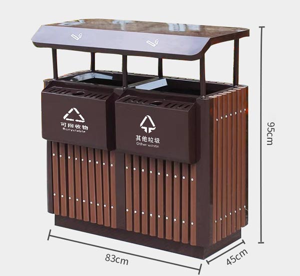 Chi tiết kích thước thùng rác phân loại 2 ngăn