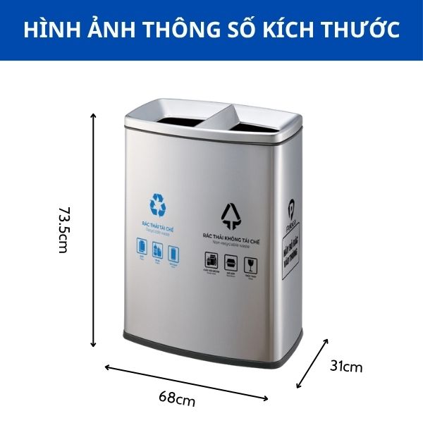 Thùng rác 2 ngăn ngoài trời bằng inox