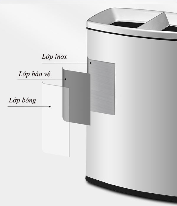 Thùng rác 2 ngăn ngoài trời bằng inox