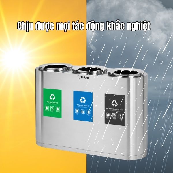 Thùng rác 3 ngăn phân loại rác