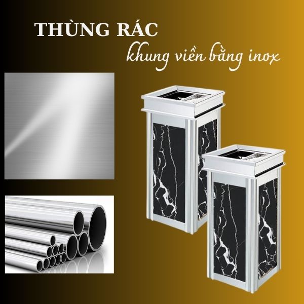 Khung viền thùng rác bằng inox trắng