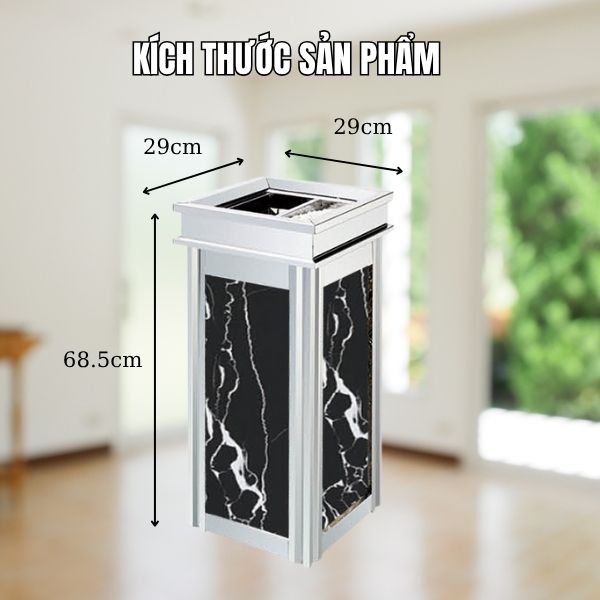 Chi tiết kích thước thùng rác đá trang trí