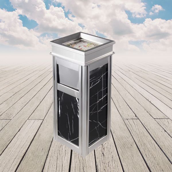 Thùng rác đá hoa cương màu đen trắng