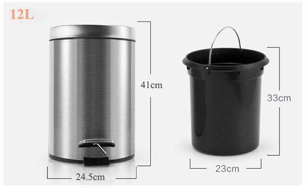 Thùng rác đạp chân tròn 12L inox 304