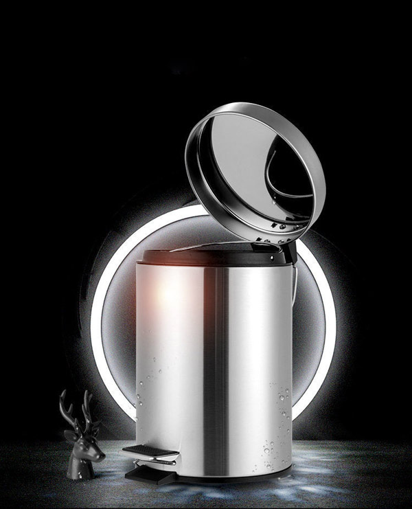 Thùng rác đạp chân tròn 20L inox 304