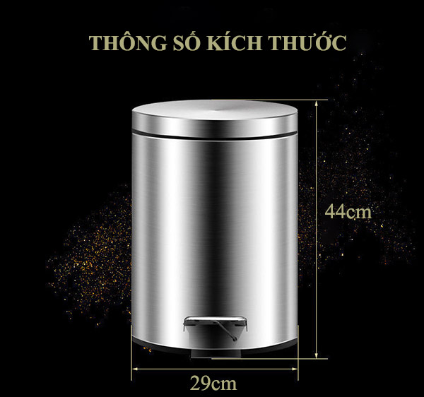 Thùng rác đạp chân tròn 20L inox 304