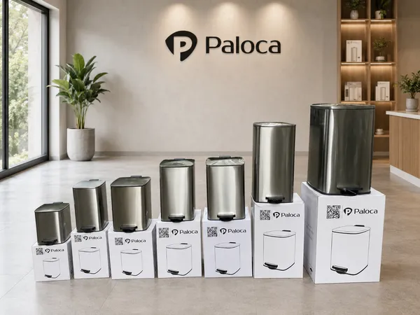 Thùng rác inox đạp chân vuông cao cấp Paloca
