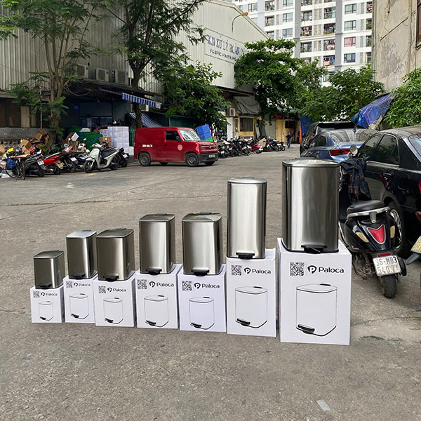 Thùng rác inox đạp chân vuông cao cấp