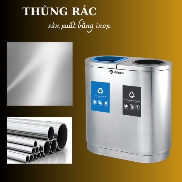 Thùng rác đôi inox phân loại rác