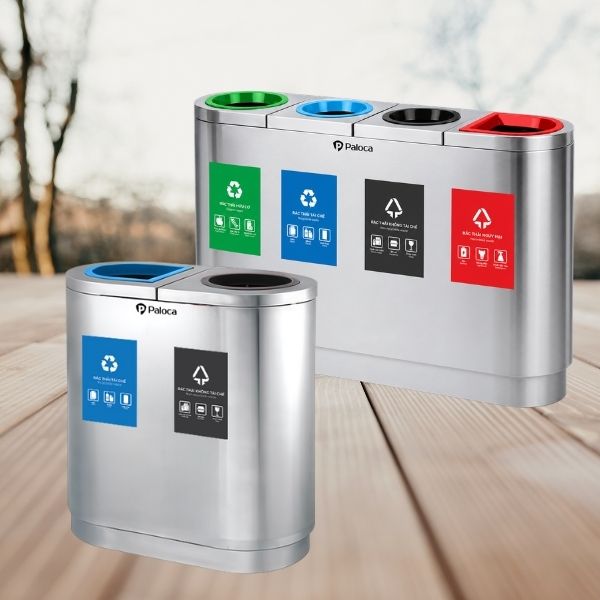 Thùng rác đôi inox phân loại rác