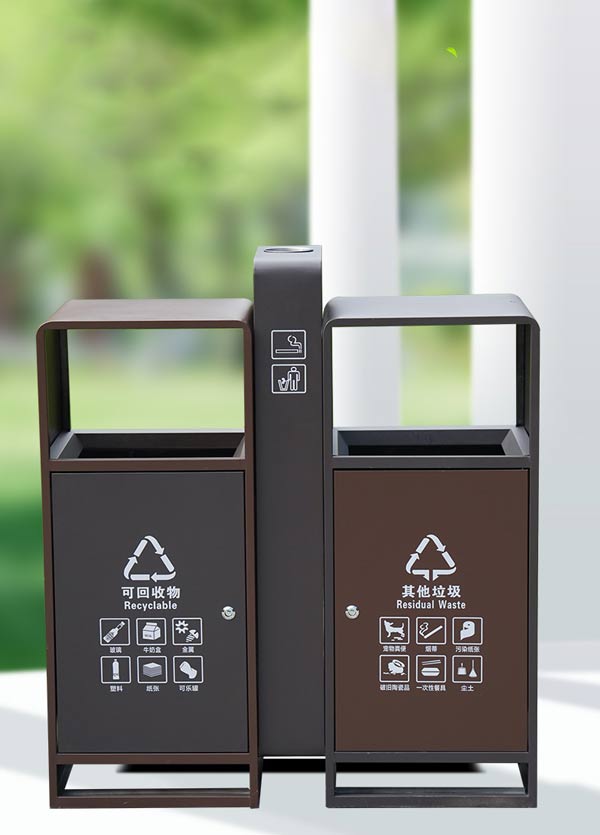 Mẫu thùng rác 2 ngăn đặt ở đường phố