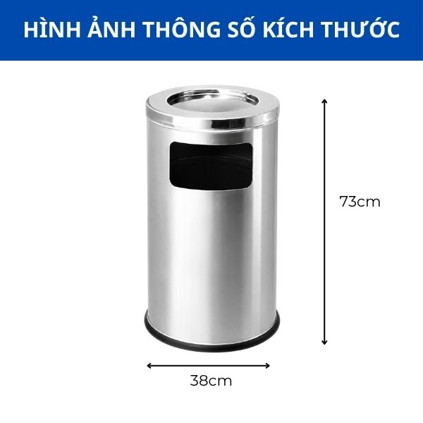 Kích thước thùng rác inox gạt tàn