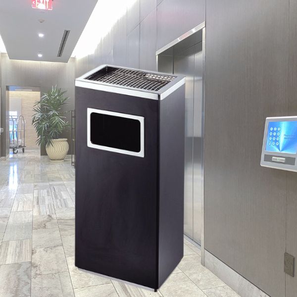 Mẫu thùng rác thép sơn tĩnh điện có gạt tàn