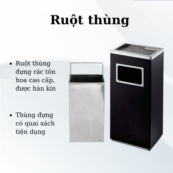 Thùng tôn đựng rác bên trong ruột thùng