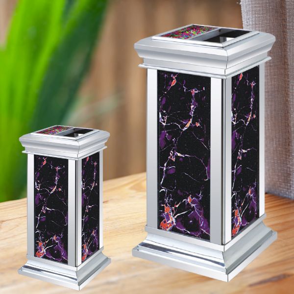 Mẫu thùng rác giả đá khung inox trắng