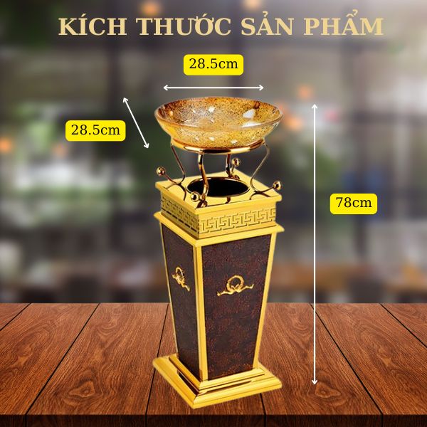 Kích thước thùng rác có khay thủy tinh trang trí