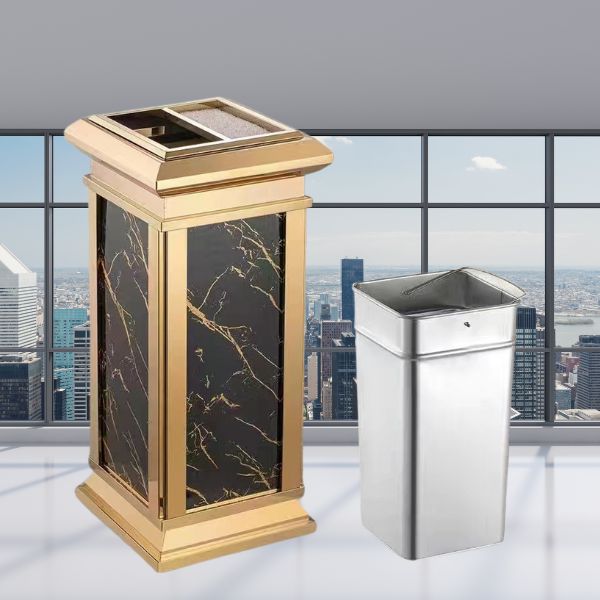 Thùng tôn hoa đựng rác bên trong dễ dàng tháo khỏi vỏ thùng