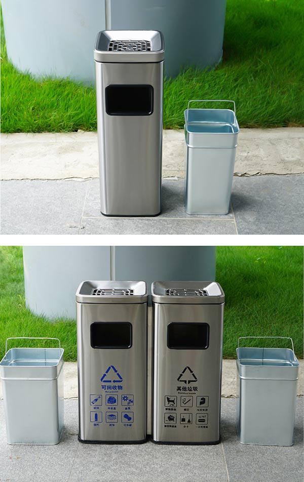 Thùng rác inox phù hợp dùng cả trong nhà, ngoài trời